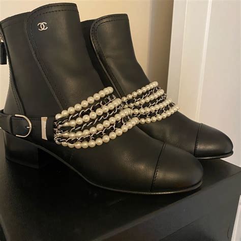 chanel boots with pearls 2021|Chanel pumps with pearls.